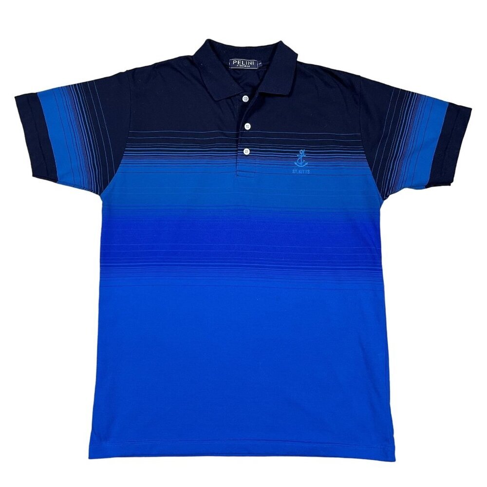 Pelini Firenze St. Kitts & Nevis Blue Golf Polo Shirt Size Large